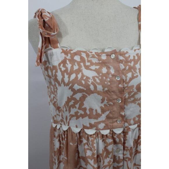 JULIET DUNN Sz 2 6/8 M Palladio Jaipur Pink Ric Rac Trim Tie Shoulder Midi Dress - Picture 6 of 11